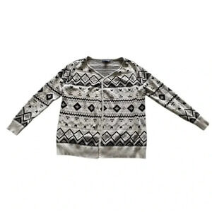 Basic Editions Gray Black Open Front Long Sleeve Cardigan SweaterWomen’s Medium